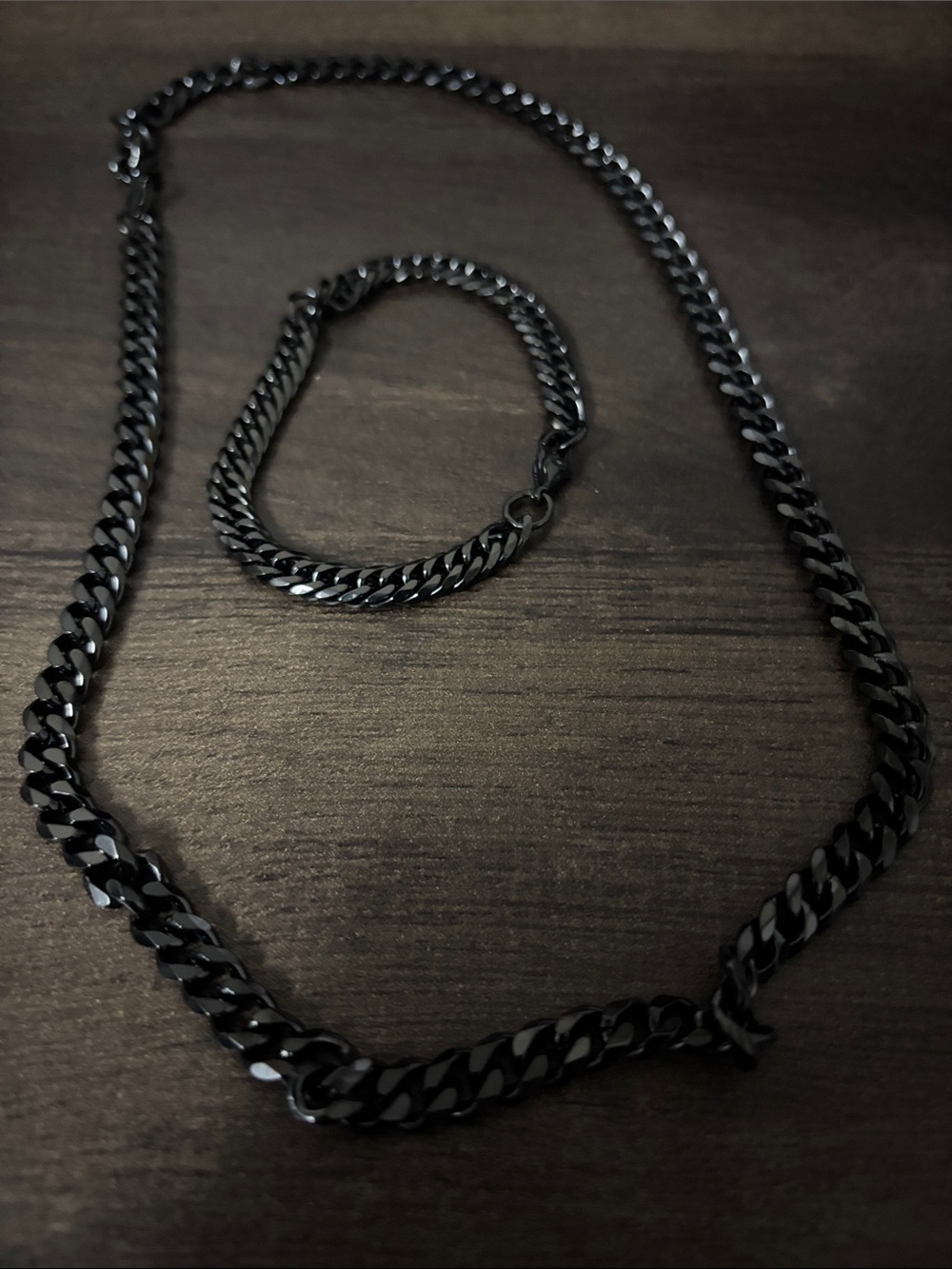 Cuban link chain necklace and bracelet